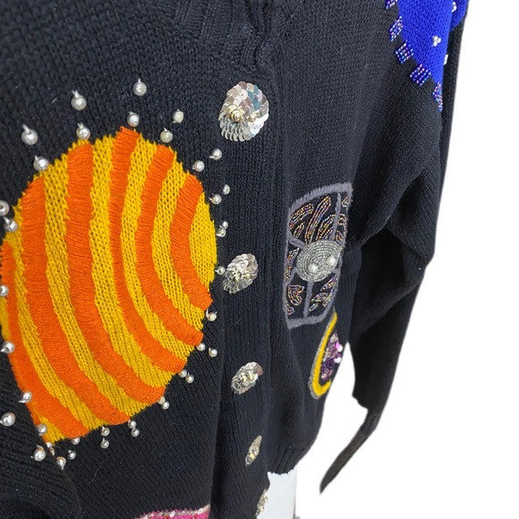 Vintage 80’s one of a kind slouchy artsy sequin & knit sweater - Picture 4 of 6